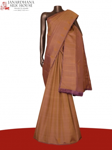 Pure Handloom Two Tone Mango Butta Kanjeevaram Silk Saree